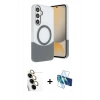 MARSİLYAN™- Galaxy S24 FE Kılıf Kozmos Form Özel Seri - Siyah 3D Antistatik Seramik Nano Ekran Koruyucu + Raze Metal Kamera Lens - SI