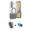 MARSİLYAN™- Galaxy S24 FE Kılıf Kozmos Form Özel Seri - Siyah 3D Antistatik Seramik Nano Ekran Koruyucu + Raze Metal Kamera Lens - MR