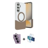 MARSİLYAN™- Galaxy S24 FE Kılıf Kozmos Form Özel Seri - Siyah 3D Antistatik Seramik Nano Ekran Koruyucu + Raze Metal Kamera Lens - MR