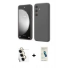 MARSİLYAN™- Galaxy S24 FE Kılıf Kozmos Yansıma Özel Seri - Şeffaf Pasifik Cam Ekran Koruyucu + Raze Metal Kamera Lens - SI