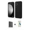 MARSİLYAN™- Galaxy S24 FE Kılıf Kozmos Yansıma Özel Seri - Şeffaf Pasifik Cam Ekran Koruyucu + Raze Metal Kamera Lens - SH