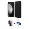 MARSİLYAN™- Galaxy S24 FE Kılıf Kozmos Yansıma Özel Seri - Siyah 3D Antistatik Cam Ekran Koruyucu + Raze Metal Kamera Lens - MR