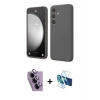 MARSİLYAN™- Galaxy S24 FE Kılıf Kozmos Yansıma Özel Seri - Siyah 3D Antistatik Cam Ekran Koruyucu + Raze Metal Kamera Lens - MR