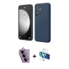 MARSİLYAN™- Galaxy S24 FE Kılıf Kozmos Yansıma Özel Seri - Siyah 3D Antistatik Cam Ekran Koruyucu + Raze Metal Kamera Lens - MR