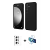 MARSİLYAN™- Galaxy S24 FE Kılıf Kozmos Yansıma Özel Seri - Siyah 3D Antistatik Cam Ekran Koruyucu + Raze Metal Kamera Lens - GI