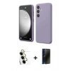 MARSİLYAN™- Galaxy S24 FE Kılıf Kozmos Yansıma Özel Seri - Siyah 3D Antistatik Hayalet Cam Ekran Koruyucu + Sarı Raze Metal Kamera Lens