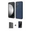 MARSİLYAN™- Galaxy S24 FE Kılıf Kozmos Yansıma Özel Seri - Siyah 3D Antistatik Hayalet Cam Ekran Koruyucu + Raze Metal Kamera Lens - SH