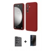MARSİLYAN™- Galaxy S24 FE Kılıf Kozmos Yansıma Özel Seri - Siyah 3D Antistatik Hayalet Cam Ekran Koruyucu + Raze Metal Kamera Lens - SH