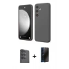MARSİLYAN™- Galaxy S24 FE Kılıf Kozmos Yansıma Özel Seri - Siyah 3D Antistatik Hayalet Cam Ekran Koruyucu + Raze Metal Kamera Lens - SH
