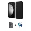 MARSİLYAN™- Galaxy S24 FE Kılıf Kozmos Yansıma Özel Seri - Siyah 3D Antistatik Seramik Nano Ekran Koruyucu + Raze Metal Kamera Lens - SH
