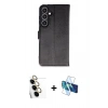 MARSİLYAN™- Galaxy S24 FE Kılıf Siluet Işık Serisi - Siyah 3D Antistatik Cam Ekran Koruyucu + Raze Metal Kamera Lens - SI