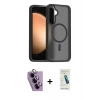 MARSİLYAN™- Galaxy S24 FE Kılıf Siluet Minimal Prime - Şeffaf Pasifik Cam Ekran Koruyucu + Raze Metal Kamera Lens - MR