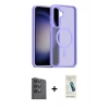 MARSİLYAN™- Galaxy S24 FE Kılıf Siluet Minimal Prime - Şeffaf Pasifik Cam Ekran Koruyucu + Siyah Raze Metal Kamera Lens