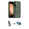 MARSİLYAN™- Galaxy S24 FE Kılıf Siluet Minimal Prime - Siyah 3D Antistatik Cam Ekran Koruyucu + Raze Metal Kamera Lens - SI