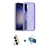 MARSİLYAN™- Galaxy S24 FE Kılıf Siluet Minimal Prime - Siyah 3D Antistatik Cam Ekran Koruyucu + Raze Metal Kamera Lens - SI
