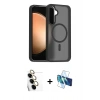 MARSİLYAN™- Galaxy S24 FE Kılıf Siluet Minimal Prime - Siyah 3D Antistatik Cam Ekran Koruyucu + Raze Metal Kamera Lens - SI