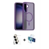 MARSİLYAN™- Galaxy S24 FE Kılıf Siluet Minimal Prime - Siyah 3D Antistatik Cam Ekran Koruyucu + Raze Metal Kamera Lens - SI