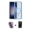 MARSİLYAN™- Galaxy S24 FE Kılıf Siluet Minimal Prime - Siyah 3D Antistatik Hayalet Cam Ekran Koruyucu + Raze Metal Kamera Lens - MR