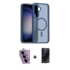 MARSİLYAN™- Galaxy S24 FE Kılıf Siluet Minimal Prime - Siyah 3D Antistatik Hayalet Cam Ekran Koruyucu + Raze Metal Kamera Lens - MR