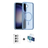 MARSİLYAN™- Galaxy S24 FE Kılıf Siluet Minimal Prime - Siyah 3D Antistatik Seramik Nano Ekran Koruyucu + Raze Metal Kamera Lens - GI