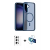MARSİLYAN™- Galaxy S24 FE Kılıf Siluet Minimal Prime - Siyah 3D Antistatik Seramik Nano Ekran Koruyucu + Raze Metal Kamera Lens - GI