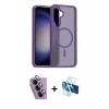 MARSİLYAN™- Galaxy S24 FE Kılıf Siluet Minimal Prime - Siyah 3D Antistatik Seramik Nano Ekran Koruyucu + Raze Metal Kamera Lens - MR