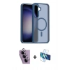 MARSİLYAN™- Galaxy S24 FE Kılıf Siluet Minimal Prime - Siyah 3D Antistatik Seramik Nano Ekran Koruyucu + Raze Metal Kamera Lens - MR