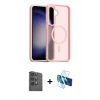 MARSİLYAN™- Galaxy S24 FE Kılıf Siluet Minimal Prime - Siyah 3D Antistatik Seramik Nano Ekran Koruyucu + Raze Metal Kamera Lens - SH