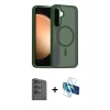 MARSİLYAN™- Galaxy S24 FE Kılıf Siluet Minimal Prime - Siyah 3D Antistatik Seramik Nano Ekran Koruyucu + Raze Metal Kamera Lens - SH