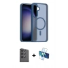 MARSİLYAN™- Galaxy S24 FE Kılıf Siluet Minimal Prime - Siyah 3D Antistatik Seramik Nano Ekran Koruyucu + Raze Metal Kamera Lens - SH