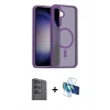 MARSİLYAN™- Galaxy S24 FE Kılıf Siluet Minimal Prime - Siyah 3D Antistatik Seramik Nano Ekran Koruyucu + Raze Metal Kamera Lens - SH