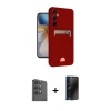MARSİLYAN™- Galaxy S24 FE Kılıf Vadi Çizgi Prime - Siyah 3D Antistatik Hayalet Cam Ekran Koruyucu + Raze Metal Kamera Lens - SH