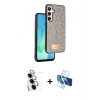 MARSİLYAN™- Galaxy S24 FE Kılıf Vadi Klasik Serisi - Siyah 3D Antistatik Seramik Nano Ekran Koruyucu + Raze Metal Kamera Lens - SI