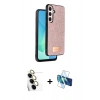 MARSİLYAN™- Galaxy S24 FE Kılıf Vadi Klasik Serisi - Siyah 3D Antistatik Seramik Nano Ekran Koruyucu + Raze Metal Kamera Lens - SI