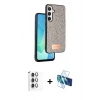 MARSİLYAN™- Galaxy S24 FE Kılıf Vadi Klasik Serisi - Siyah 3D Antistatik Seramik Nano Ekran Koruyucu + Raze Metal Kamera Lens - GI