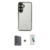 MARSİLYAN™- Galaxy S24 FE Kılıf Vadi Minimal - Şeffaf Pasifik Cam Ekran Koruyucu + Raze Metal Kamera Lens - SH