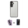 MARSİLYAN™- Galaxy S24 FE Kılıf Vadi Minimal - Siyah 3D Antistatik Hayalet Cam Ekran Koruyucu + Raze Metal Kamera Lens - MR