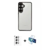 MARSİLYAN™- Galaxy S24 FE Kılıf Vadi Minimal - Siyah 3D Antistatik Seramik Nano Ekran Koruyucu + Raze Metal Kamera Lens - GI
