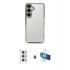 MARSİLYAN™- Galaxy S24 FE Kılıf Vadi Minimal - Siyah 3D Antistatik Seramik Nano Ekran Koruyucu + Raze Metal Kamera Lens - GI