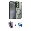 MARSİLYAN™- Galaxy S24 FE Kılıf Yadigar Asil Koleksiyonu - Siyah 3D Antistatik Cam Ekran Koruyucu + Raze Metal Kamera Lens - MR