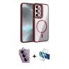 MARSİLYAN™- Galaxy S24 FE Kılıf Yadigar Asil Koleksiyonu - Siyah 3D Antistatik Cam Ekran Koruyucu + Raze Metal Kamera Lens - MR
