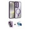 MARSİLYAN™- Galaxy S24 FE Kılıf Yadigar Asil Koleksiyonu - Siyah 3D Antistatik Cam Ekran Koruyucu + Raze Metal Kamera Lens - MR