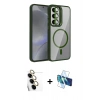 MARSİLYAN™- Galaxy S24 FE Kılıf Yadigar Asil Koleksiyonu - Siyah 3D Antistatik Cam Ekran Koruyucu + Raze Metal Kamera Lens - SI