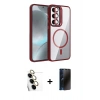 MARSİLYAN™- Galaxy S24 FE Kılıf Yadigar Asil Koleksiyonu - Siyah 3D Antistatik Hayalet Cam Ekran Koruyucu + Raze Metal Kamera Lens - SI