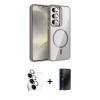 MARSİLYAN™- Galaxy S24 FE Kılıf Yadigar Asil Koleksiyonu - Siyah 3D Antistatik Hayalet Cam Ekran Koruyucu + Raze Metal Kamera Lens - SI