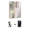 MARSİLYAN™- Galaxy S24 FE Kılıf Yadigar Asil Koleksiyonu - Siyah 3D Antistatik Hayalet Cam Ekran Koruyucu + Raze Metal Kamera Lens - SI