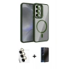 MARSİLYAN™- Galaxy S24 FE Kılıf Yadigar Asil Koleksiyonu - Siyah 3D Antistatik Hayalet Cam Ekran Koruyucu + Raze Metal Kamera Lens - SI