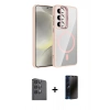 MARSİLYAN™- Galaxy S24 FE Kılıf Yadigar Asil Koleksiyonu - Siyah 3D Antistatik Hayalet Cam Ekran Koruyucu + Raze Metal Kamera Lens - SH
