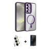 MARSİLYAN™- Galaxy S24 FE Kılıf Yadigar Asil Koleksiyonu - Siyah 3D Antistatik Hayalet Cam Ekran Koruyucu + Raze Metal Kamera Lens - SI
