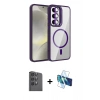 MARSİLYAN™- Galaxy S24 FE Kılıf Yadigar Asil Koleksiyonu - Siyah 3D Antistatik Seramik Nano Ekran Koruyucu + Raze Metal Kamera Lens - SH